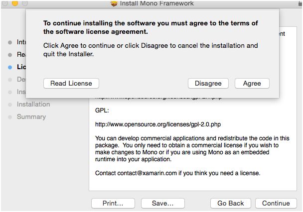 Must read the license terms